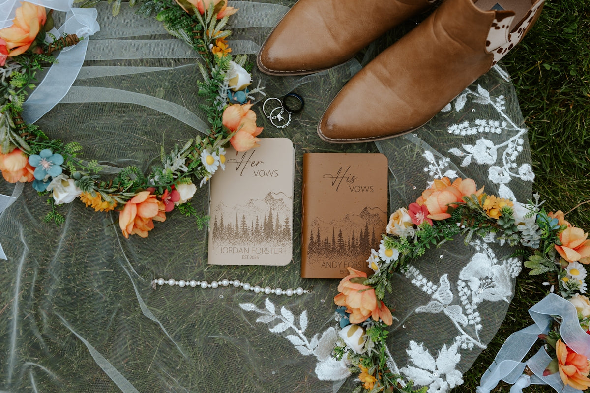 Wedding accessories with floral crowns and boots