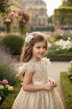 ELIANA DRESS & HAIR BOW SET GOLD