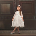 BELLA RAFAELA DRESS & BELT SET- ANTIQUE WHITE
