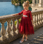 BELLA RAFAELA DRESS & BELT SET-CRIMSON
