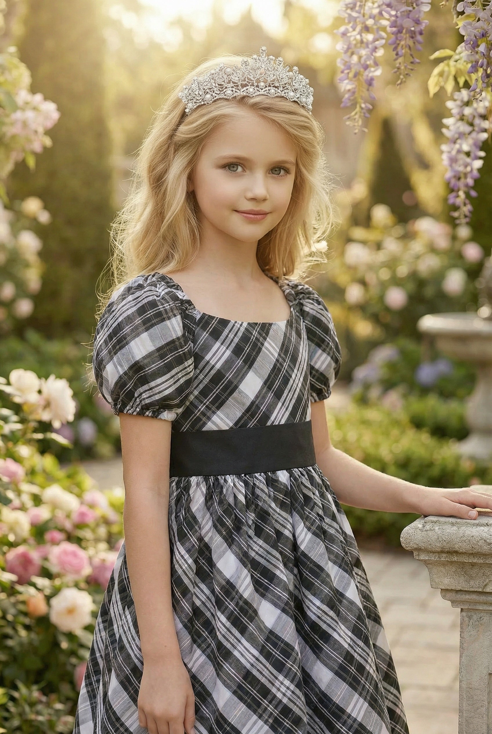 ARIELLE DRESS BLACK & WHITE PLAID