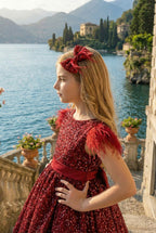 ELIANA DRESS & HAIR BOW SET CRIMSON