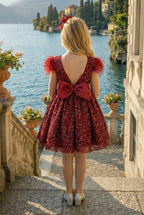 ELIANA DRESS & HAIR BOW SET CRIMSON